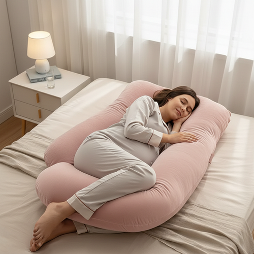 Luxury G-Shaped Pregnancy Pillow – Ergonomic Full Body Positioner with Plush Cover