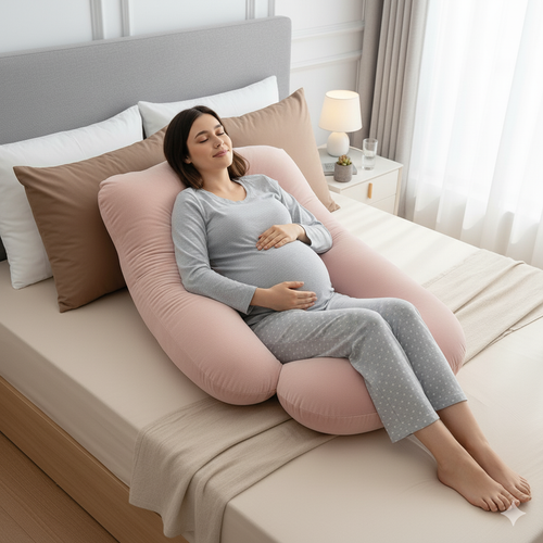 Luxury G-Shaped Pregnancy Pillow – Ergonomic Full Body Positioner with Plush Cover