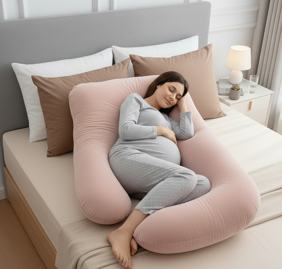 Luxury G-Shaped Pregnancy Pillow – Ergonomic Full Body Positioner with Plush Cover