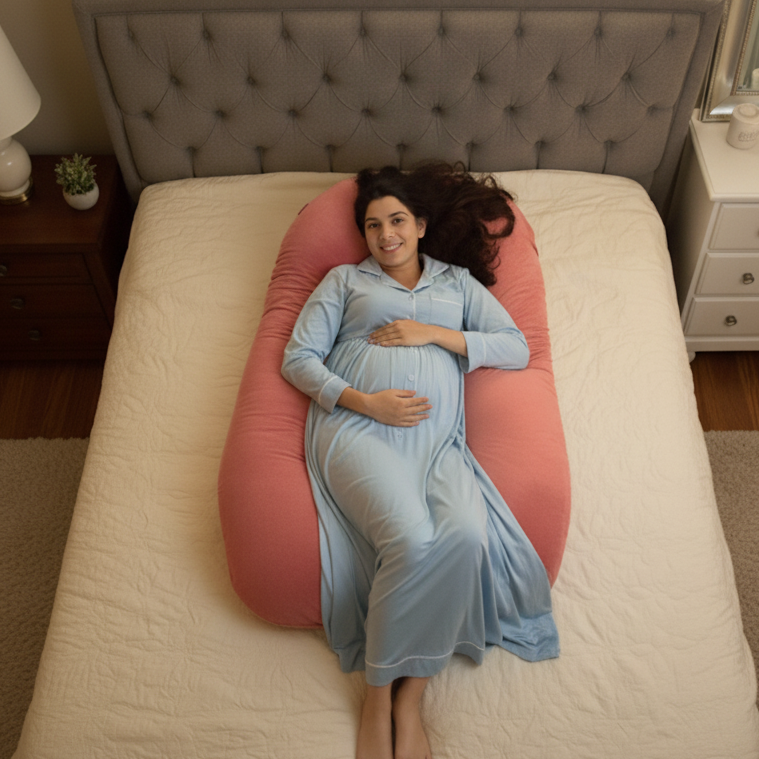 Luxury U-Shaped Body Pillow – XXL Orthopedic Maternity Support with Cooling Bamboo Cover