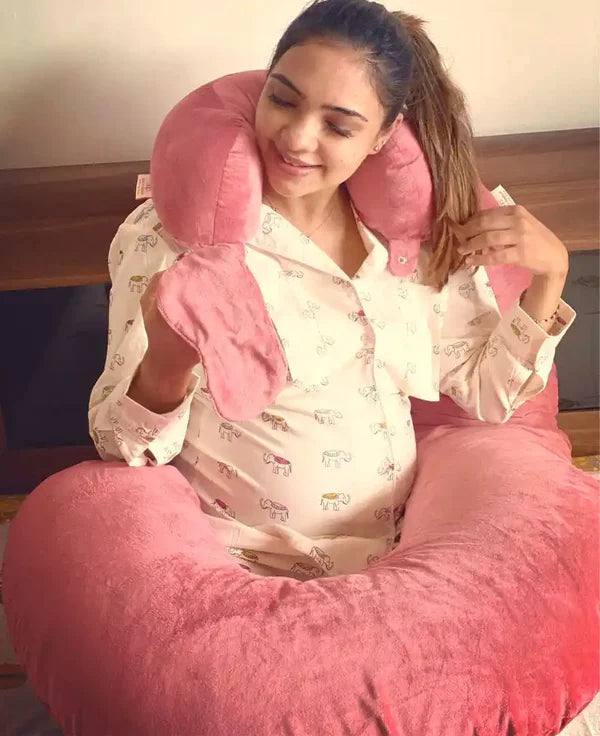 Luxury Velvet C-Shaped Maternity Pillow – Orthopedic Memory Foam Body Support for Pregnancy & Nursing