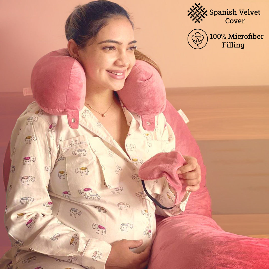 Luxury Velvet C-Shaped Maternity Pillow – Orthopedic Memory Foam Body Support for Pregnancy & Nursing