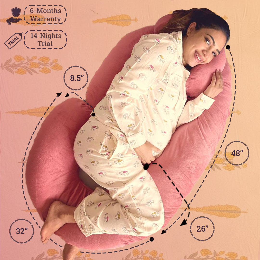 Luxury Velvet C-Shaped Maternity Pillow – Orthopedic Memory Foam Body Support for Pregnancy & Nursing