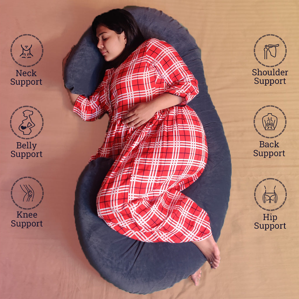Premium C-Shaped Full Body Pregnancy Pillow – Cotton Maternity Support Cushion for Side Sleepers