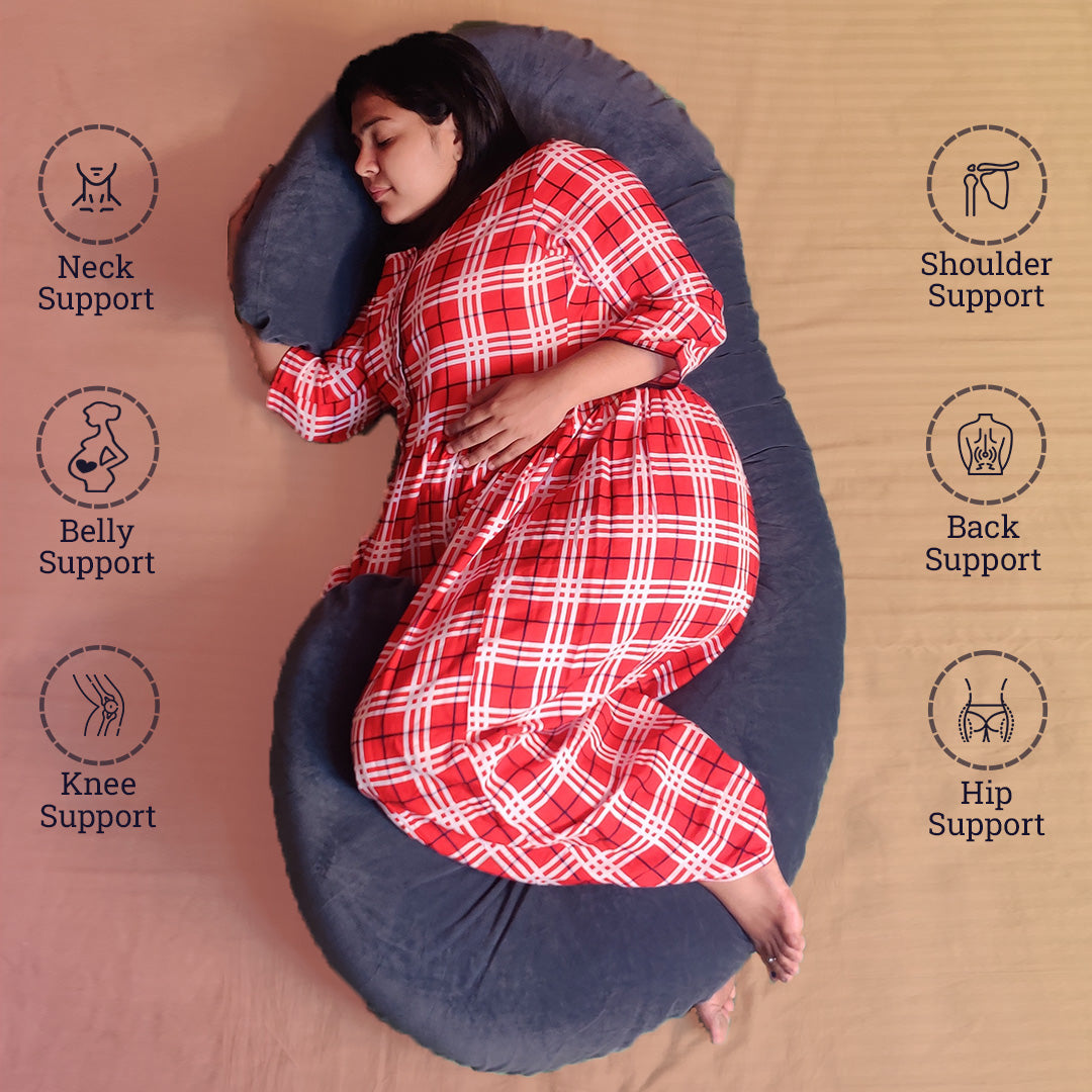 Premium C-Shaped Full Body Pregnancy Pillow – Cotton Maternity Support Cushion for Side Sleepers